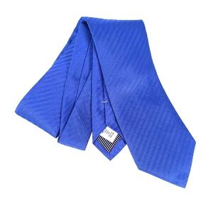 Eton Silk Tie Blue Herringbone Made in England 3" x 60.25" Mens Necktie